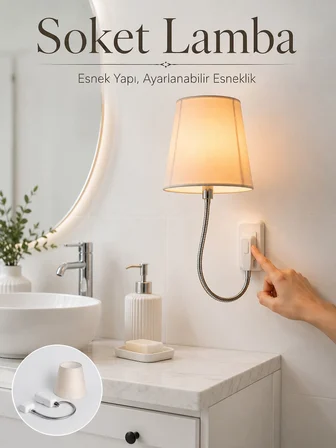 Soket Tipi Ayarlanabilir Başlıklı Dekoratif Gece Lambası - Lisinya