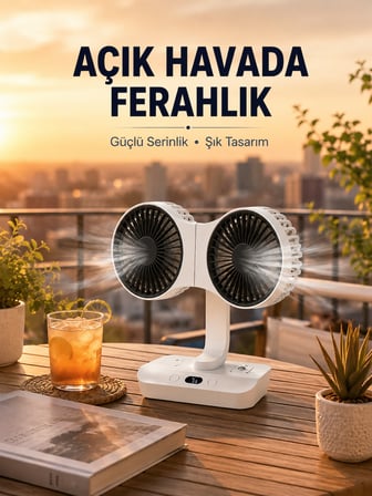 Çift Başlıklı Masa ve Duvara Monte Edilebilir Vantilatör - Lisinya