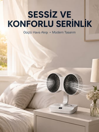 Çift Yöne Hava Üfleyen Masa ve Duvar Tipi Vantilatör - Lisinya