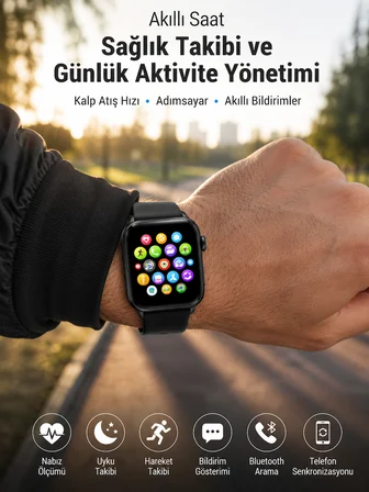 Telefon Görüşmesi Destekli, Nabız Ölçümü ve Uyku Analizi Özelliklerine Sahip Akıllı Saat - Lisinya