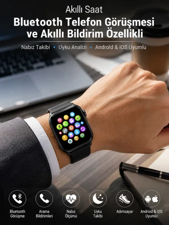 Dokunmatik Ekran, Bluetooth Görüşme, Akıllı Bildirim ve Günlük Aktivite Takibi - Lisinya