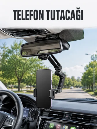 Araç Dikiz Aynası Telefon Tutucu Ayarlanabilir Katlanabilir Navigasyon Telefon Standı - Lisinya