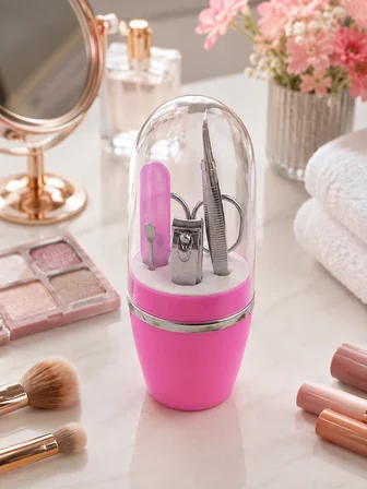 Pembe Tırnak Bakım Seti Cımbız Makas Tırnak Makası ve Törpü İçeren Kit - Lisinya