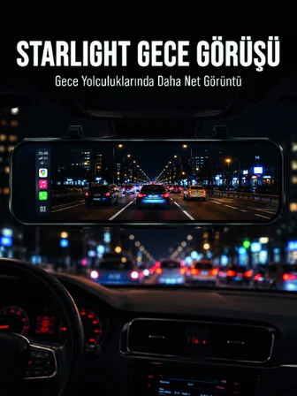 Araç İçi Multimedya Ekranı Çift Kameralı Ayna Carplay - Lisinya