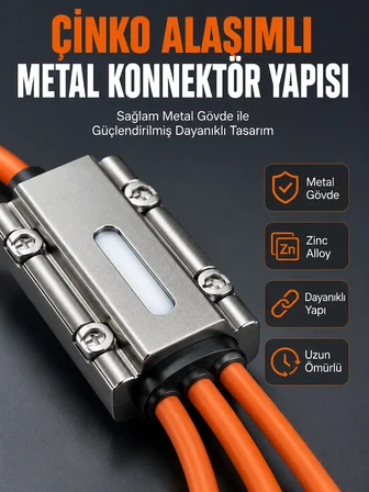 USB Type-C, Lightning ve Micro USB Uyumlu 3'ü 1 Arada Hızlı Şarj Kablosu - Lisinya