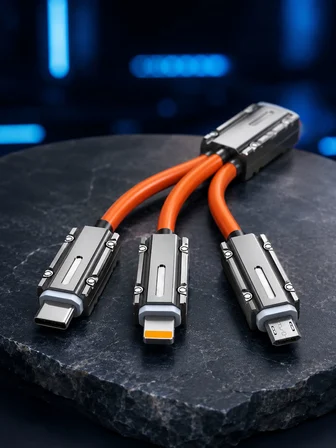 USB Type-C, Lightning ve Micro USB Uyumlu 3'ü 1 Arada Hızlı Şarj Kablosu - Lisinya