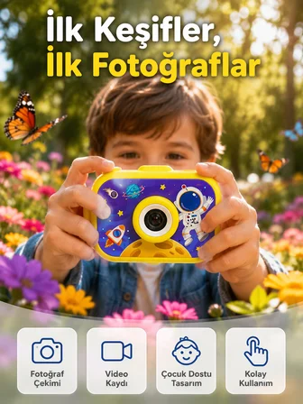 Mini Çocuk Dijital Fotoğraf Makinesi Type-C Şarjlı HD Video Kamera 2.0 İnç TFT Renkli Ekran - Lisiny