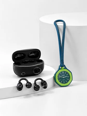 Yeşil Çanta Charm Saat ve Kablosuz Bluetooth Kulaklık İkili Kampanya Seti Günlük Kullanım - Lisinya