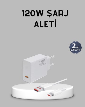 120W Süper Hızlı Şarj Adaptörü – Type-C Kablo Dahil, Yüksek Voltaj Korumalı - Lisinya
