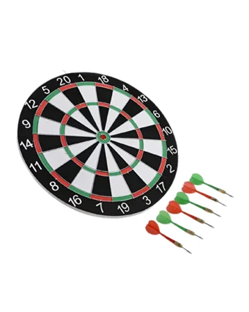 Kaliteli Ahşap Dart Tahtası 12 İnç  4 Dart Ok Seti - Lisinya
