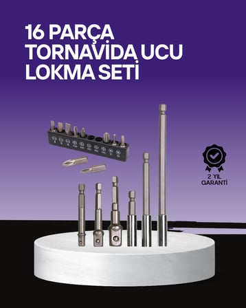 Çok Amaçlı 16lı Bits Uç Seti Dayanıklı Tornavida Adaptör - Lisinya