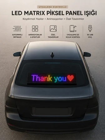 LED Matrix Piksel Panel Işığı USB Uygulama Kontrollü Kaydırmalı Yazı Ekranı - Lisinya