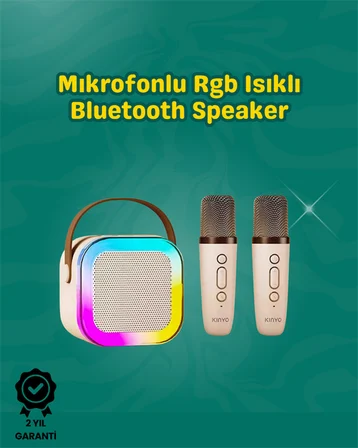 İki Mikrofonlu Renkli LED Işıklı Karaoke Cihazı - Lisinya