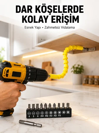 12’li Akrobat Bits Vidalama Seti Esnek Uç Çok Yönlü Kullanım Yeni Nesil - Lisinya