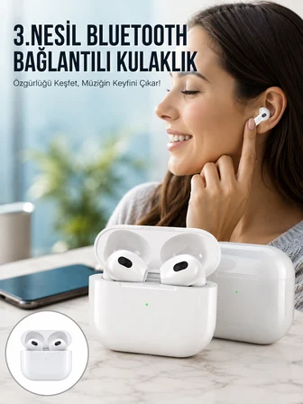 3.Nesil İOS Android Uyumlu Bluetooth 5.0 Beyaz Çağrı Cevaplama Yeni Nesil - Lisinya