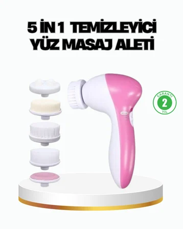 5’i 1 Arada Yüz Temizleme Cihazı – Masaj, Fırça, Peeling ve Krem Uygulama Aparatlı - Lisinya