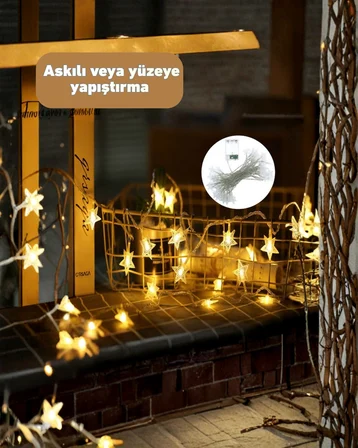 Yıldız Figürlü Led Şerit Işık 5m İç Mekan Dekor Aydınlatma - Lisinya