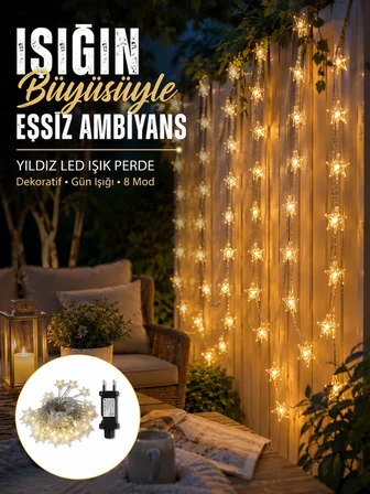 Dekoratif Yıldız Led Aydınlatma 20 Ledli 5 Metre Günışığı Yeni Nesil - Lisinya