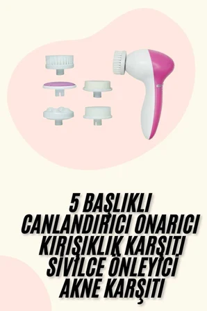 5 Başlıklı Titreşimli Cilt Temizleme Seti Canlandırıcı ve Onarıcı - Lisinya