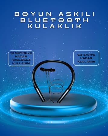 Polygold PG-100 Type-C Şarjlı Bluetooth Kulaklık – Boyun Askılı, Uzun Pil Ömürlü, Mikrofonlu - Lisin