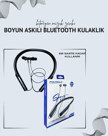 Polygold PG-100 Boyun Askılı Kablosuz Kulaklık – 200 Saat Bekleme Süresi, Stereo Ses, Mikrofonlu - L