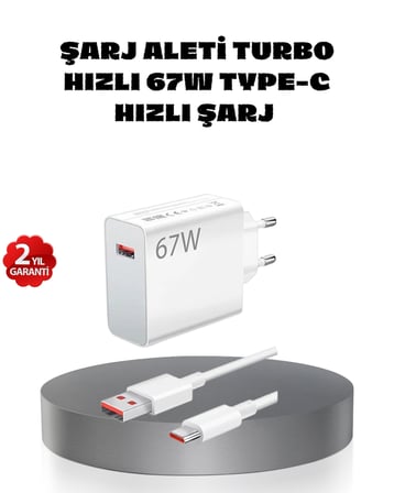 67W Turbo Type-C Hızlı Şarj Adaptörü – Akıllı Koruma Çipli, Hızlı Şarj Destekli - Lisinya