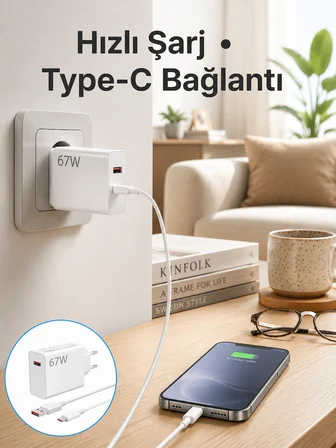 67 Watt Hızlı Şarj Aleti Poco F2 F3 F4 Uyumlu Yeni Nesil - Lisinya
