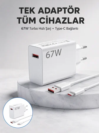 67 Watt Güvenli Hızlı Şarj Adaptörü Samsung M31 M33 M51 Uyumlu Yeni Nesil - Lisinya