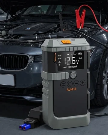 Taşınabilir Araç Çalıştırma Jump Starter Hava Pompası Dijital Basınç Göstergeli Güç Bankası - Lisiny