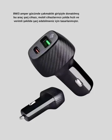 AUX Bluetooth Adaptör ve 38W Hızlı Araç Şarj Cihazı Seti - Lisinya