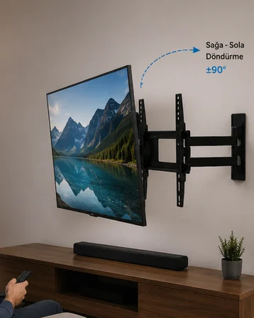 LCD LED TV Duvar Aparatı Çift Kollu Hareketli Askı Sistemi - Lisinya