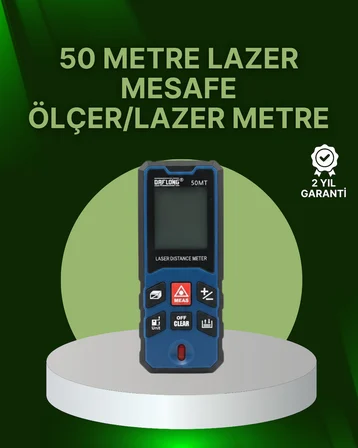 50 Metre Lazer Mesafe Ölçer Profesyonel Dijital Ölçüm Cihazı - Lisinya