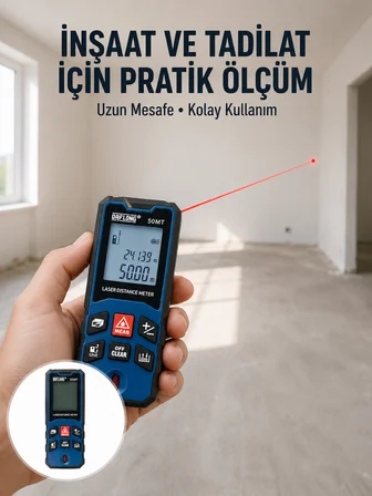 Dijital Lazer Mesafe Ölçüm Cihazı İnşaat ve Ev Kullanımı Yeni Nesil - Lisinya