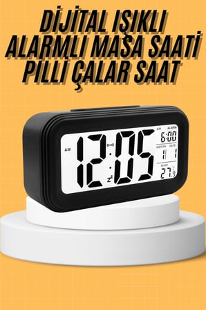 Dijital Masa Saati Takvim Çalar Saat Alarmlı Işıklı Led Ekran Pilli - Lisinya