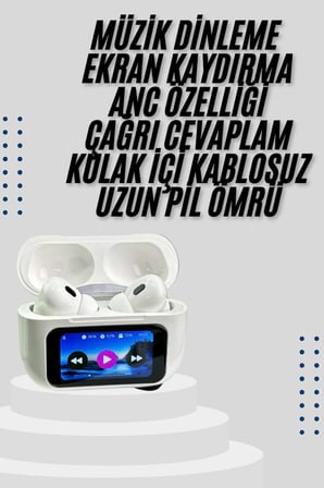 Dokunmatik Ekranlı Air Pro 2 ANC Kulaklık Kablosuz Çok Fonksiyonlu - Lisinya