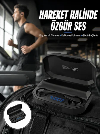 Rgb Işıklı Çift Mikrofonlu Siyah Profesyonel Oyuncu Kulaklığı Kablosuz Kulakiçi Yeni Nesil - Lisinya