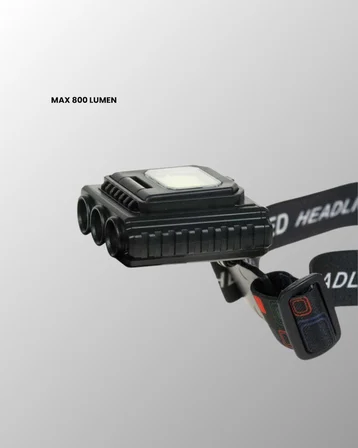 800 Lumen Çok Fonksiyonlu LED Kafa Lambası Type C Şarjlı - Lisinya