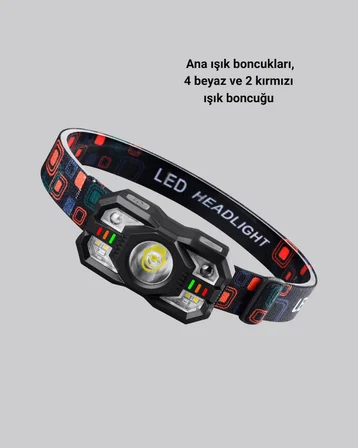 Şarj Edilebilir LED Far Hareket Sensörlü 5 Modlu Outdoor Yeni Nesil - Lisinya