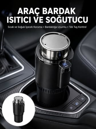 Isıtma Soğutma Özellikli Araç Bardaklığı Çakmak Girişli Akıllı Yeni Nesil - Lisinya