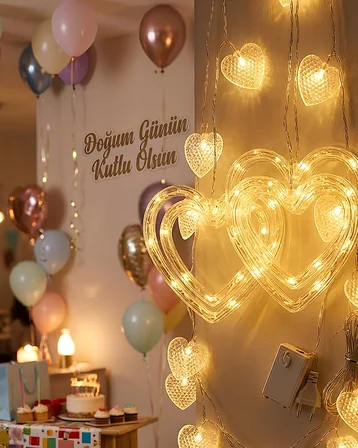 Romantik Kalp LED Işık Neon Görünümlü Dekoratif Oda Lambası - Lisinya
