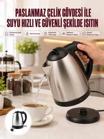 Çelik Su Isıtıcı Kettle Dayanıklı Paslanmaz Çelik Uzun Ömürlü - Lisinya