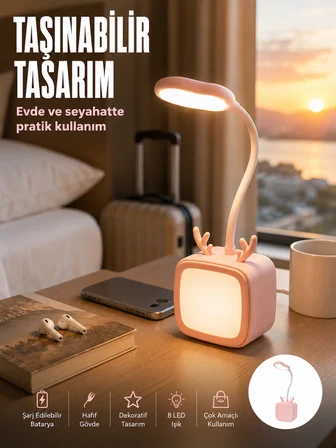 Modern Tasarımlı Şarj Edilebilir LED Gece Lambası - Lisinya