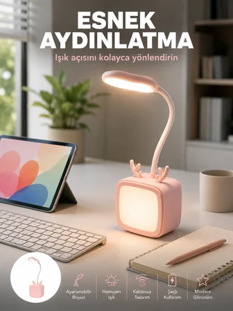 Şarj Edilebilir LED Masa Lambası Kablosuz Taşınabilir Gece Lambası - Lisinya