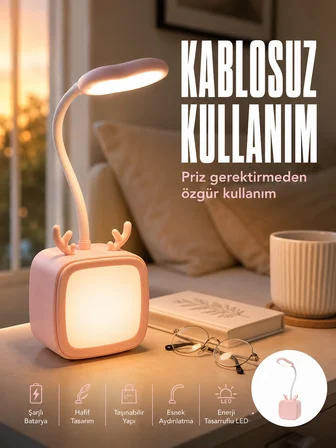 Ayarlanabilir LED Masa Lambası Şarjlı Modern Aydınlatma - Lisinya