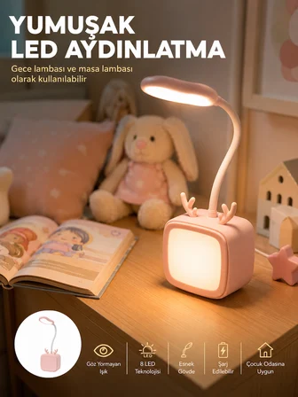 Kablosuz LED Masa ve Gece Lambası Dekoratif Şarjlı Tasarım - Lisinya