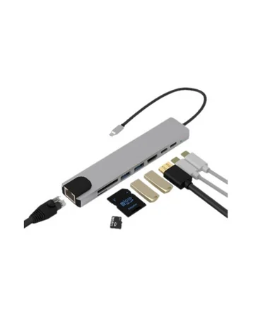 8 Port Type C Hub USB HDMI RJ45 SD TF Kart Okuyucu Çoklayıcı - Lisinya