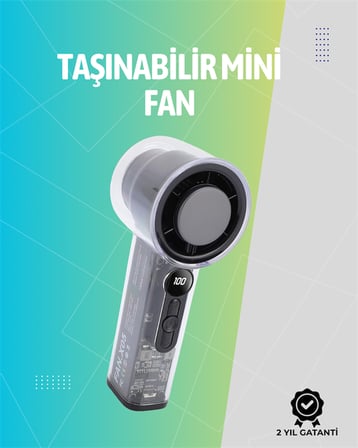 Mini El Fanı | 3000mAh Pil | Type-C Şarj Girişi | Kompakt ve Hafif Tasarım - Lisinya