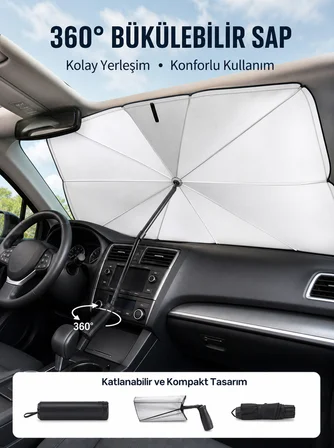 Pratik Ön Cam Güneşliği – Geniş Kapsama Alanı, Kolay Saklama Yeni Nesil - Lisinya