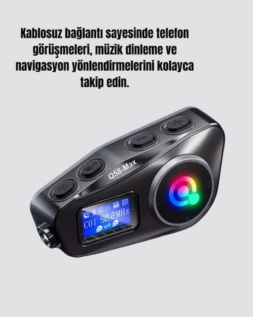 LCD Ekranlı Bluetooth Kask Kulaklığı FM Radyo ve SD Kart Girişli - Lisinya