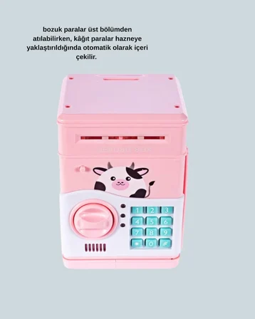 Pembe Elektronik Şifreli Otomatik Para Çeken ATM Kumbarası - Lisinya